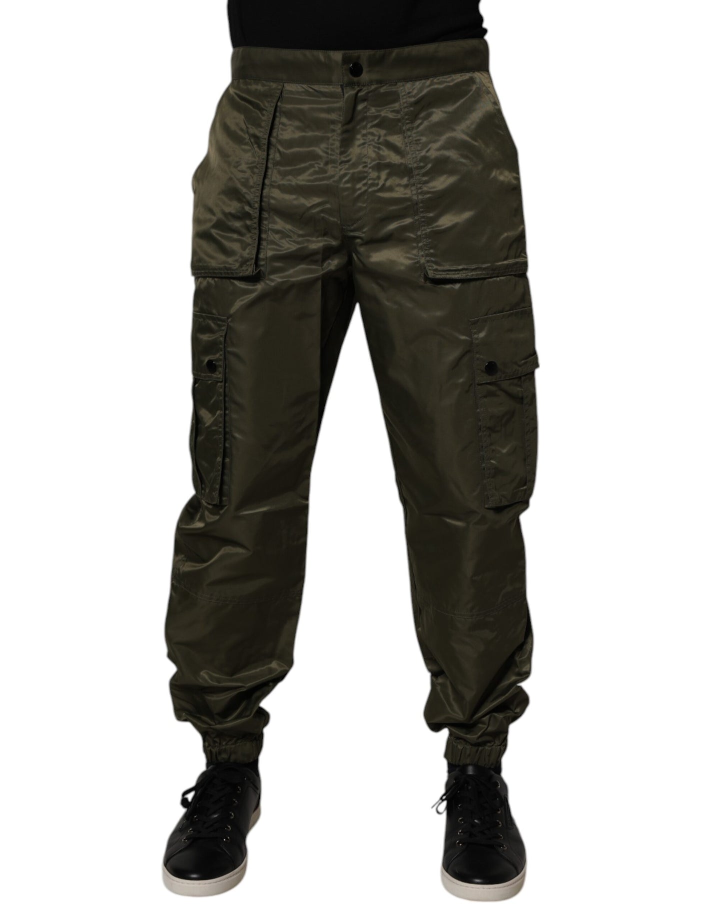 Dolce & Gabbana Mörkgröna Nylon Cargobyxor