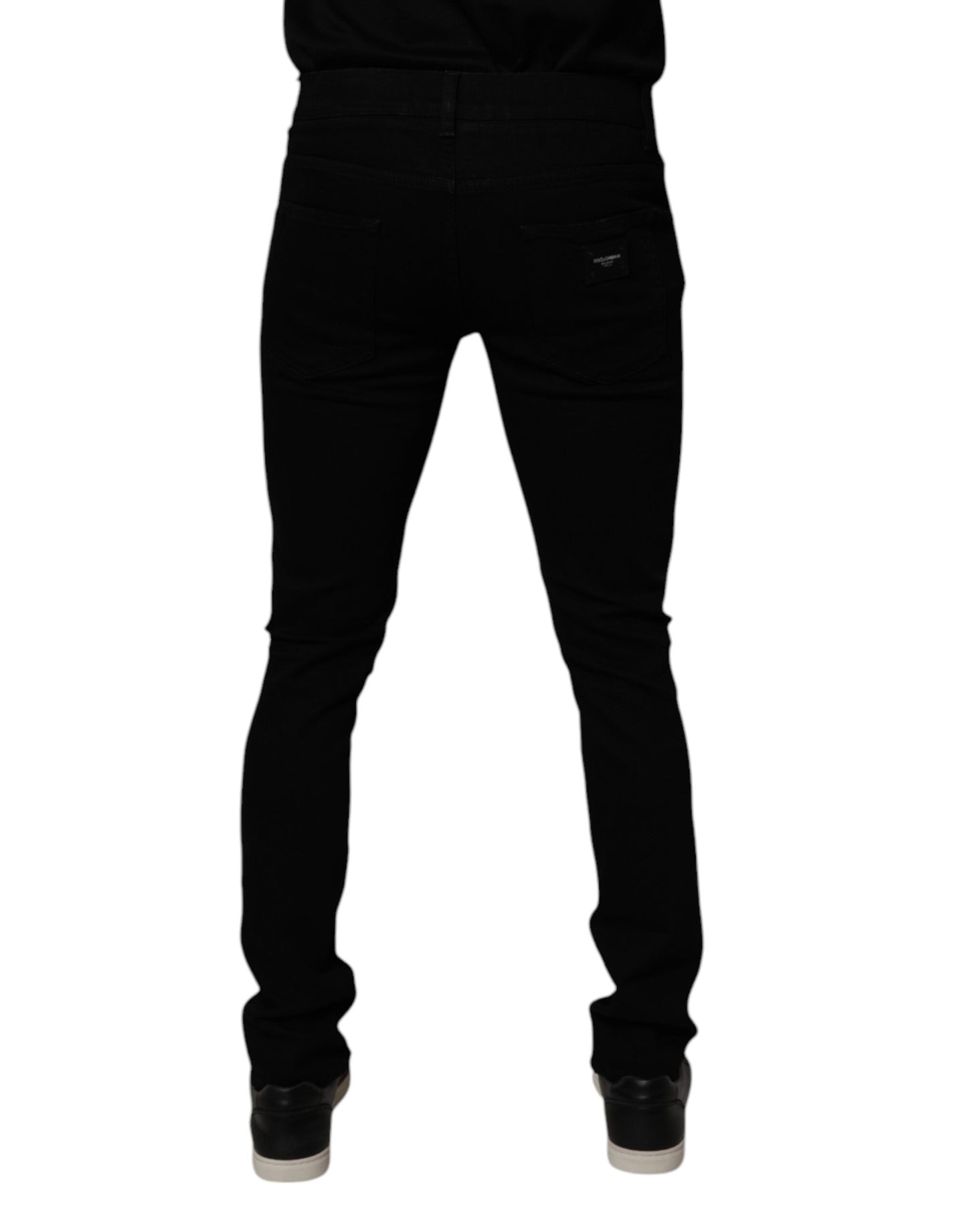 Dolce & Gabbana Svarta Bomullsstretchiga Skinny Jeans Herr
