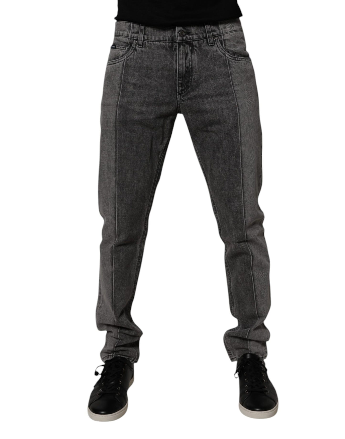 Dolce & Gabbana Tvåfärgade Grå Bomullsdenimjeans
