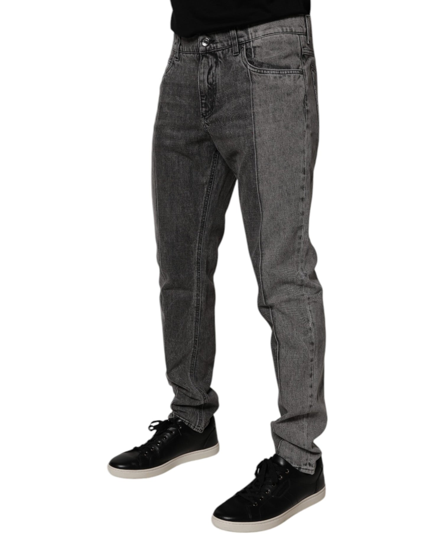 Dolce & Gabbana Tvåfärgade Grå Bomullsdenimjeans