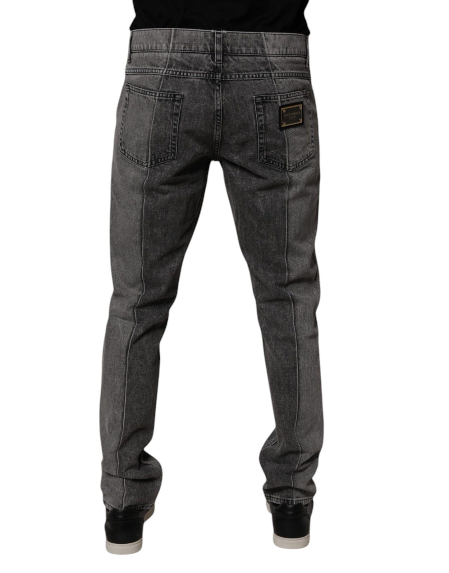 Dolce & Gabbana Tvåfärgade Grå Bomullsdenimjeans