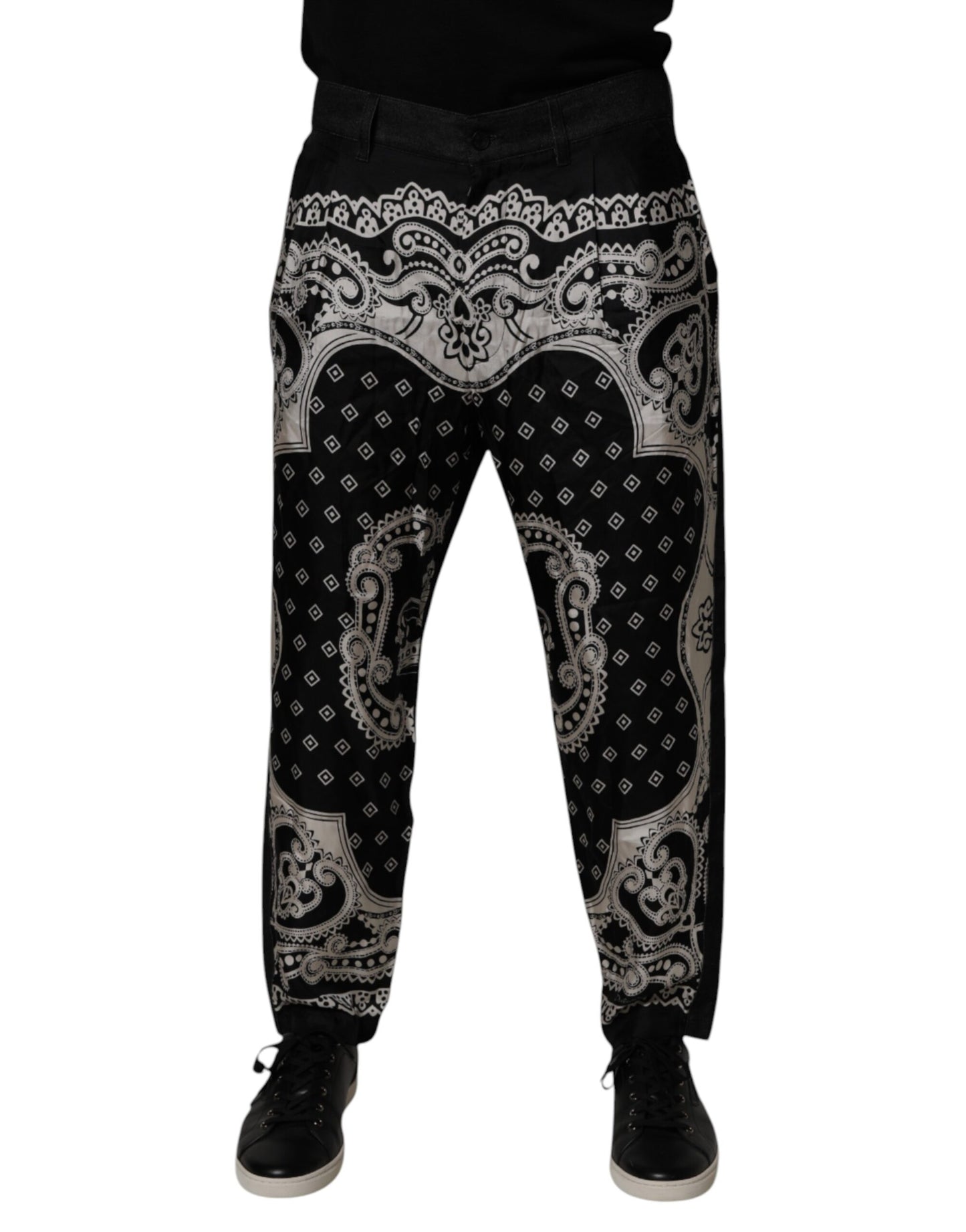 Dolce & Gabbana Svarta Bandana Bomull Skinny Denim Jeans