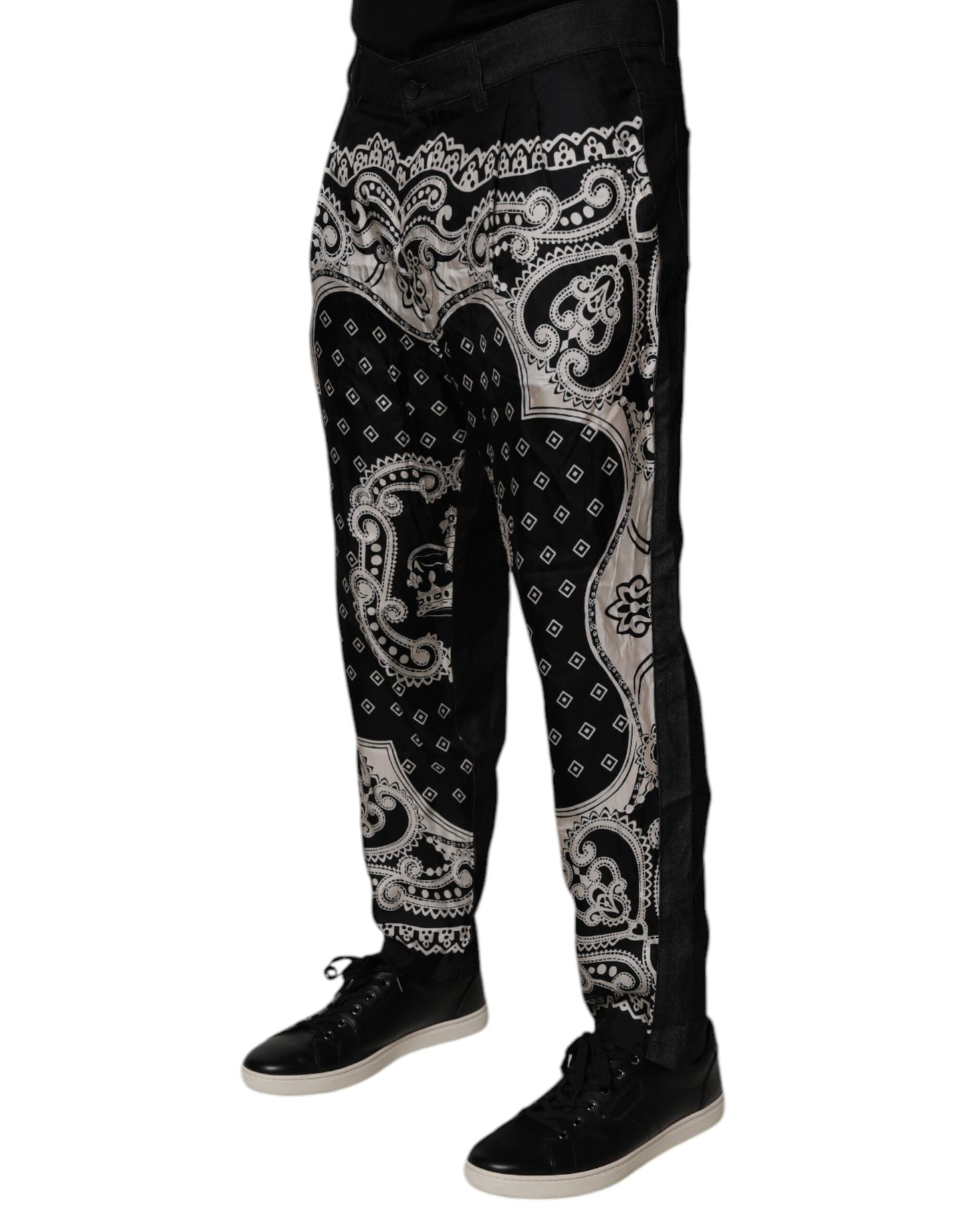 Dolce & Gabbana Svarta Bandana Bomull Skinny Denim Jeans