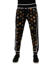 Dolce & Gabbana Black Religious Print Silk Men Jogger Pants