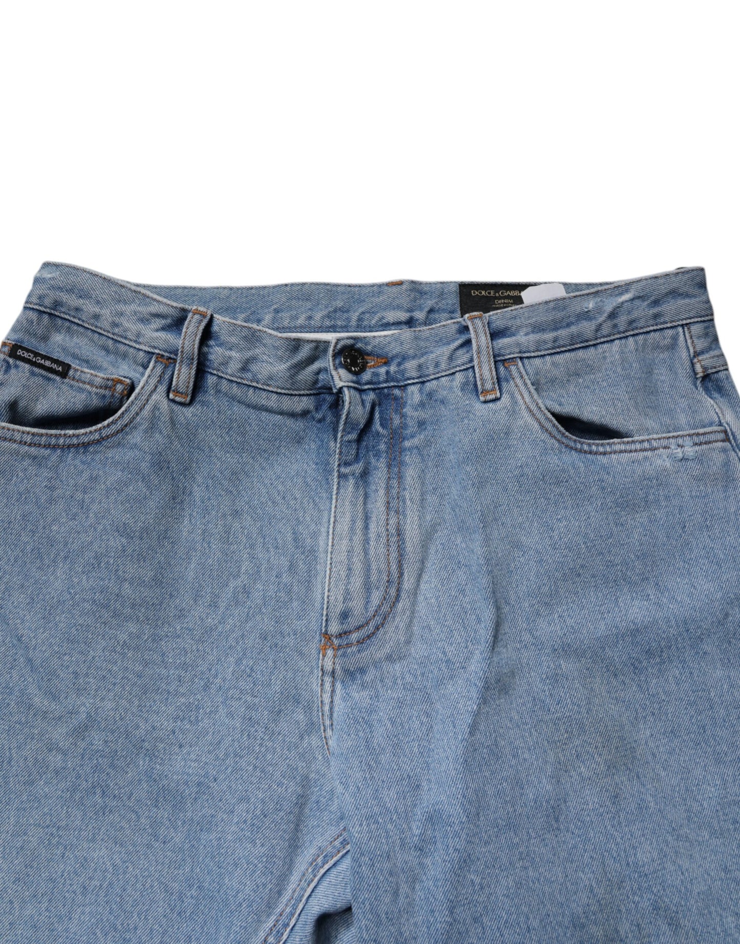 Dolce & Gabbana Blå Bomull Skinny Herrjeans Med Mellanhög Midja