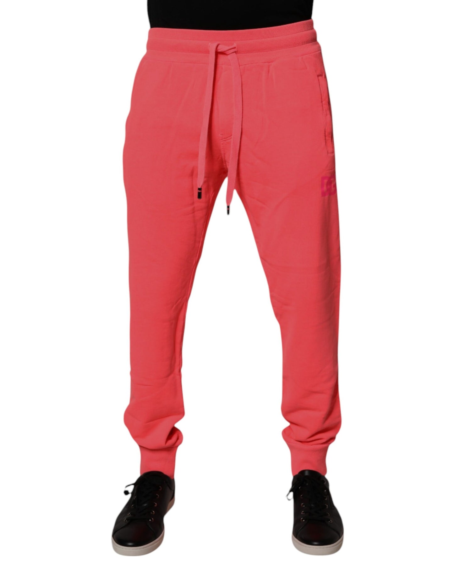 Dolce & Gabbana Neonröda Bomull Jogger Herr Träningsbyxor Byxor