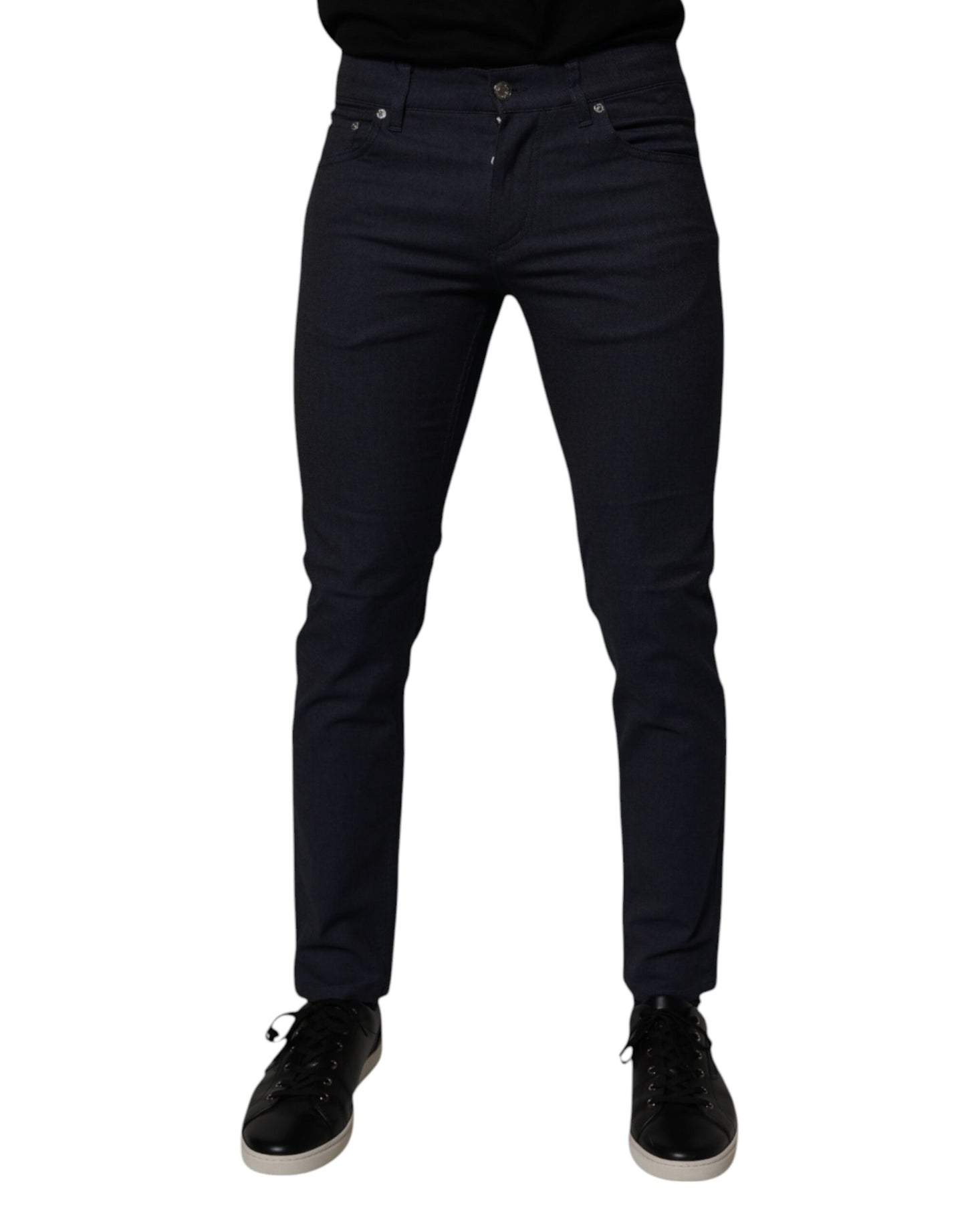 Dolce & Gabbana mörkblå bomullsstretchiga skinny denimjeans