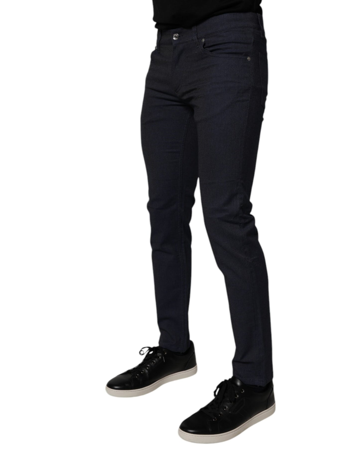 Dolce & Gabbana mörkblå bomullsstretchiga skinny denimjeans