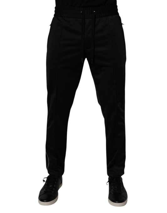 Dolce & Gabbana Svarte Polyester Herre Jogger Joggebukser Bukser