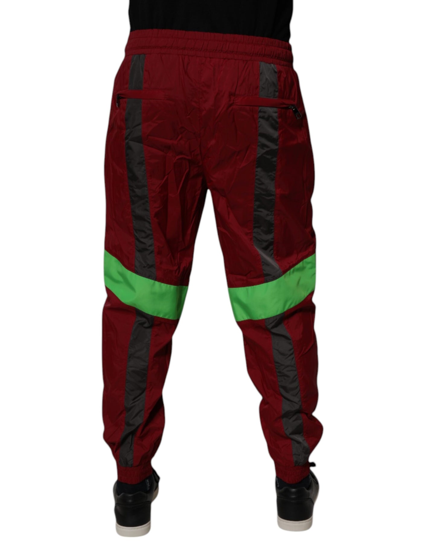 Dolce & Gabbana Maroon Nylon Herre Jogger Joggebukser