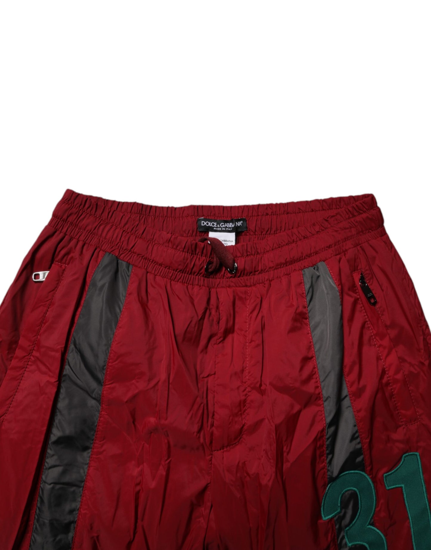 Dolce & Gabbana Maroon Nylon Herre Jogger Joggebukser