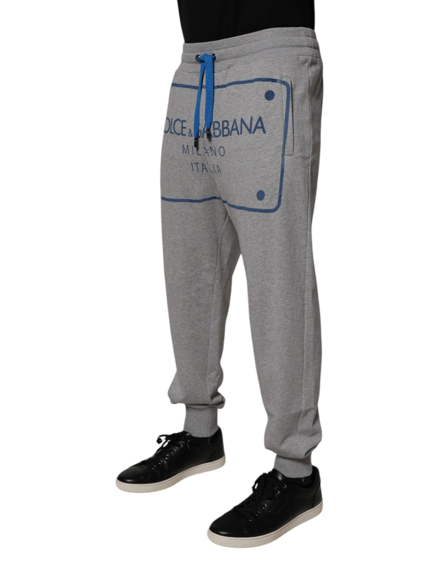 Dolce & Gabbana Grå Logotyp Bomull Herr Joggingbyxor