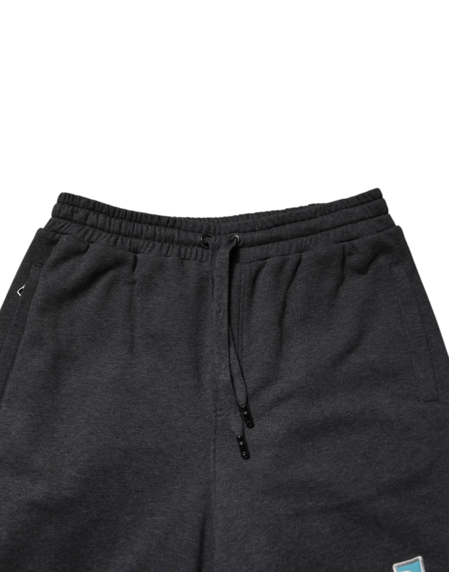 Dolce & Gabbana Mörkgrå Bomulls Layered Raka Träningsbyxor Byxor