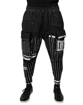 Dolce & Gabbana Svarte Polka Dot Stripes Cargo Jogger Joggebukser Bukser
