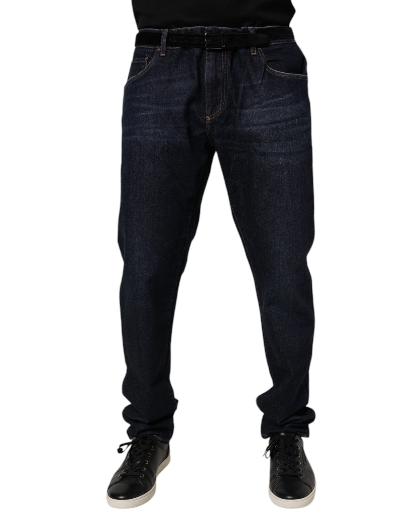 Dolce & Gabbana mörkblå bomullsstretchiga skinny denimjeans