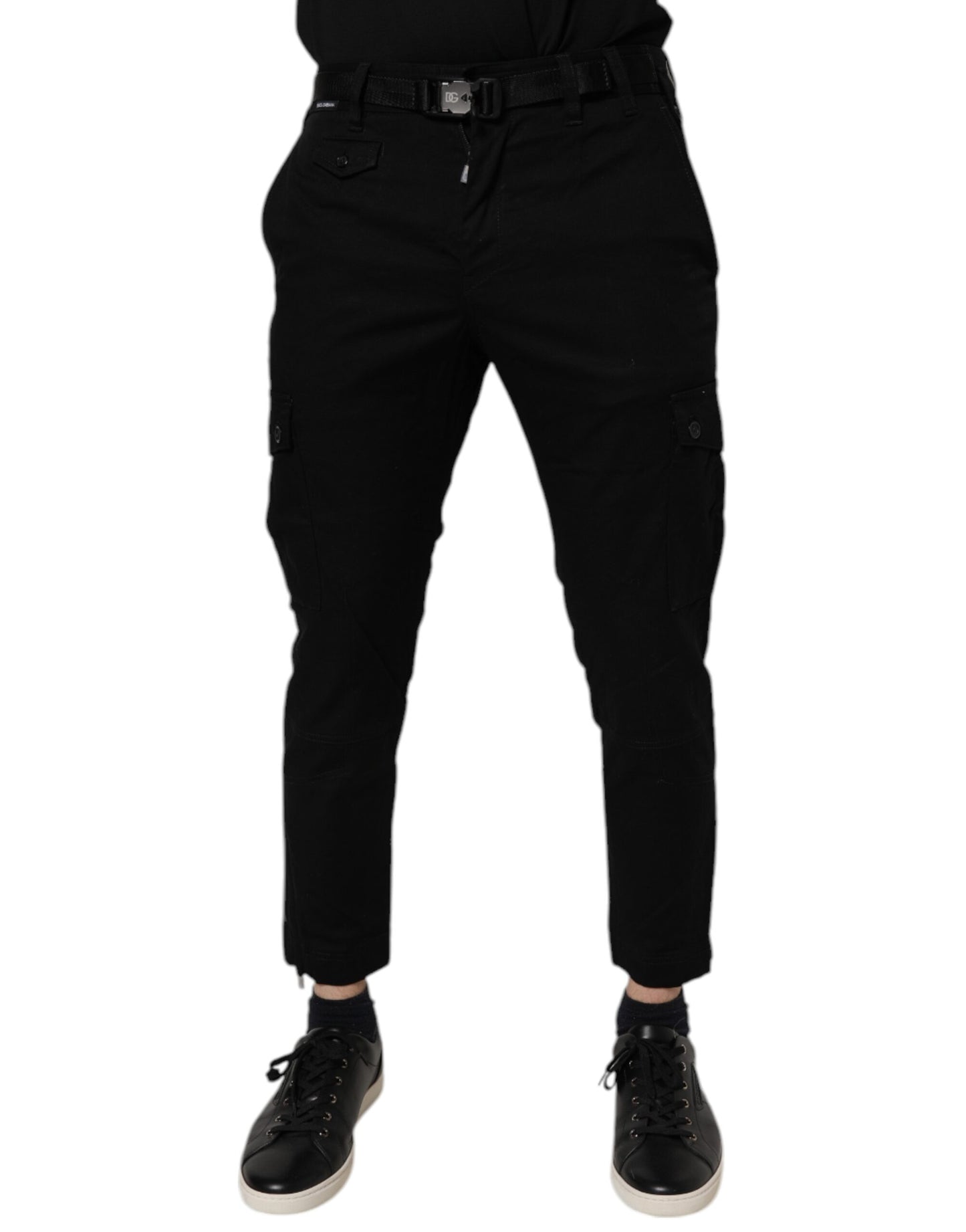 Dolce & Gabbana svarta bomullsstretchiga skinny cargojeans