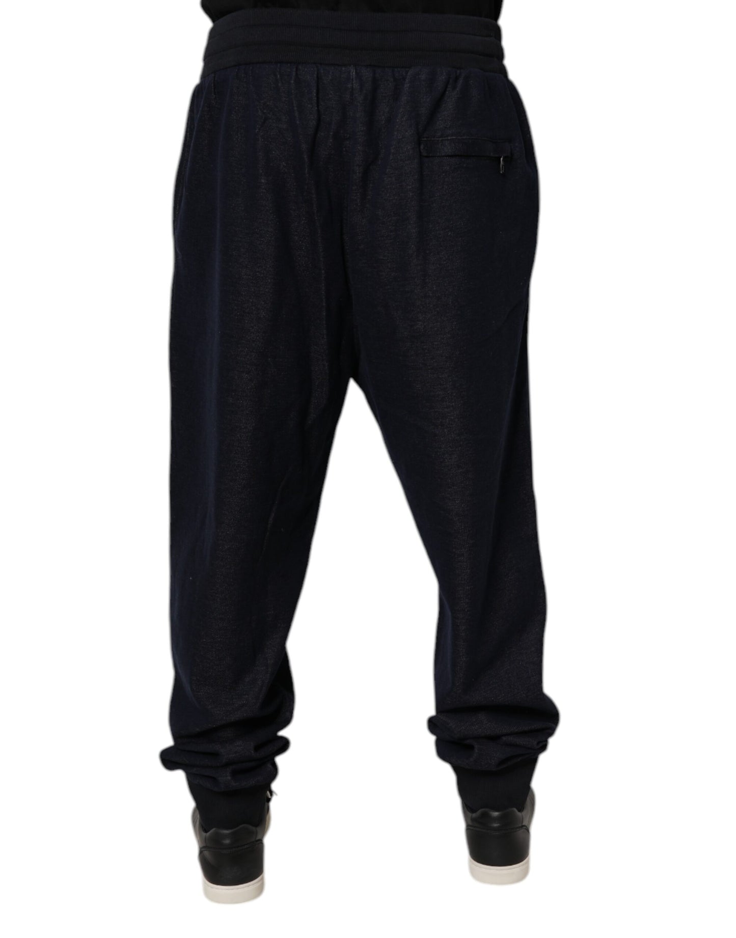 Dolce & Gabbana Svarta Jacquard Bomull Jogger Träningsbyxor Byxor
