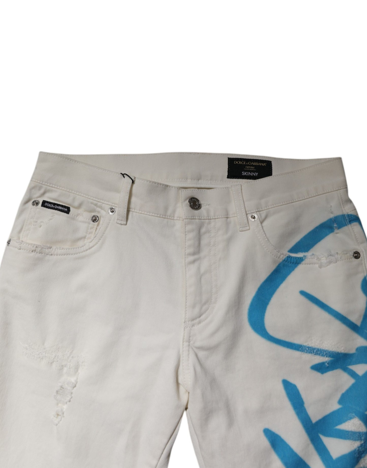Dolce & Gabbana Vita Trasiga Graffiti Skinny Denim Jeans