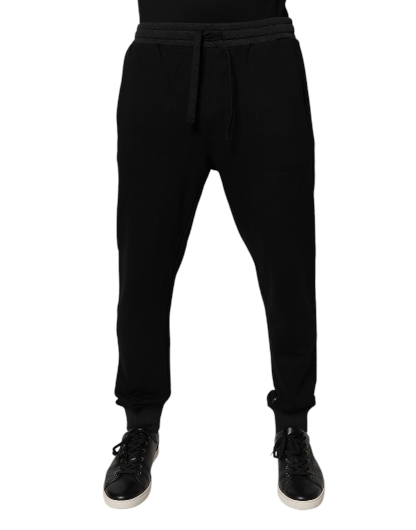 Dolce & Gabbana Svarta Logo Herr Joggingbyxor Bomull Träningsbyxor