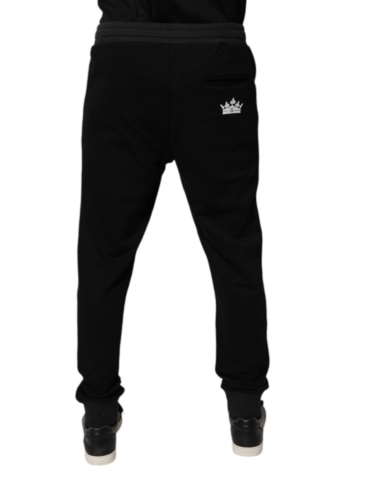 Dolce & Gabbana Svarta Logo Herr Joggingbyxor Bomull Träningsbyxor