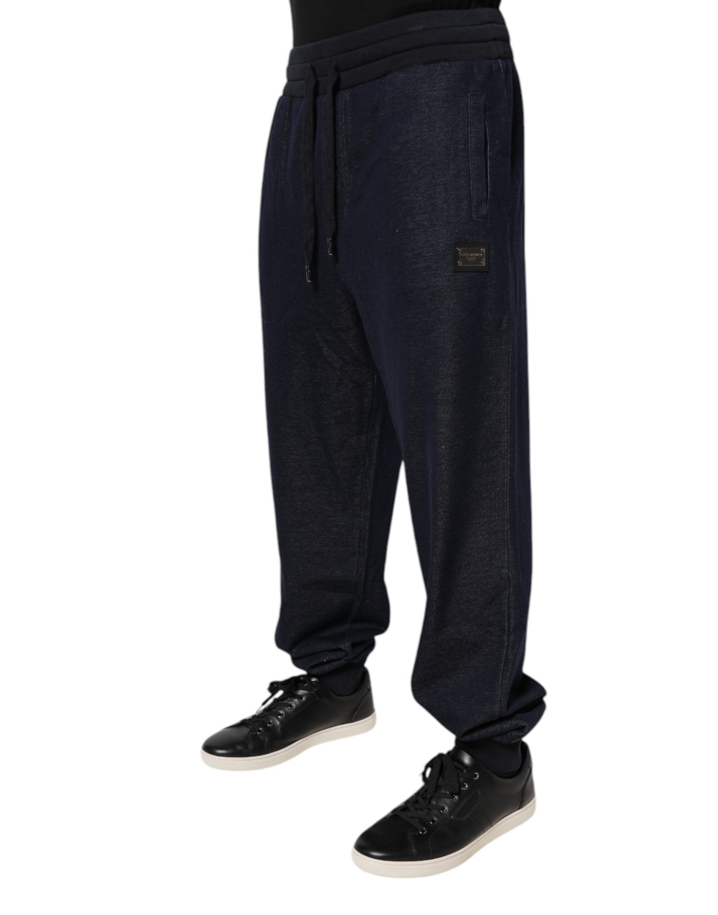 Dolce & Gabbana Svarta Jacquard Jogger Herr Träningsbyxor Byxor