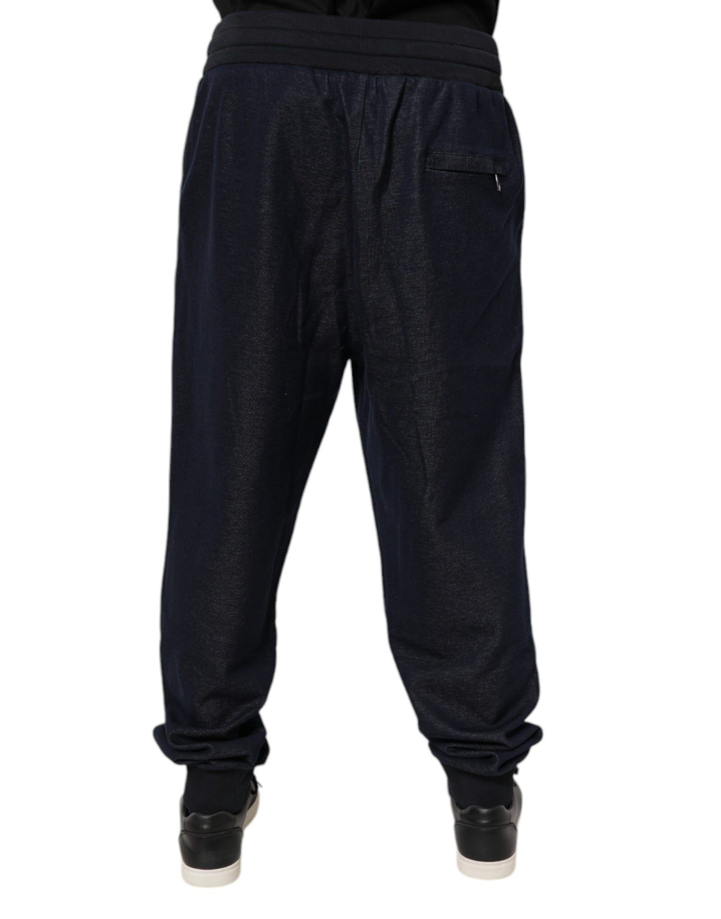Dolce & Gabbana Svarta Jacquard Jogger Herr Träningsbyxor Byxor
