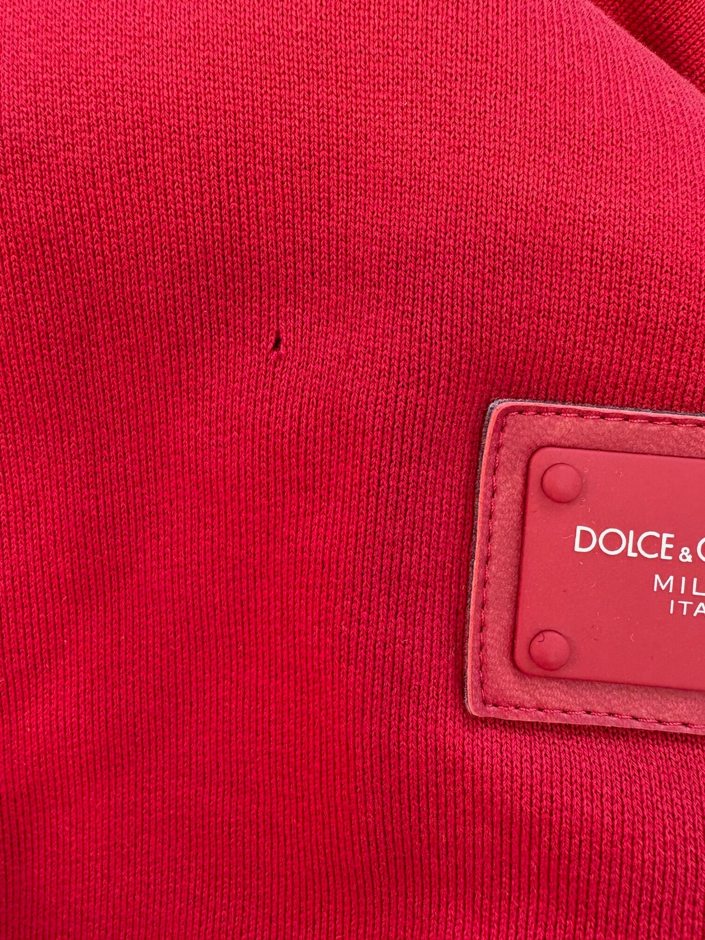 Dolce & Gabbana Röd Bomullslogotyp Hoodie Tröja