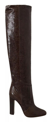 Dolce & Gabbana Brown Exotic Leather Heels High Boots Shoes
