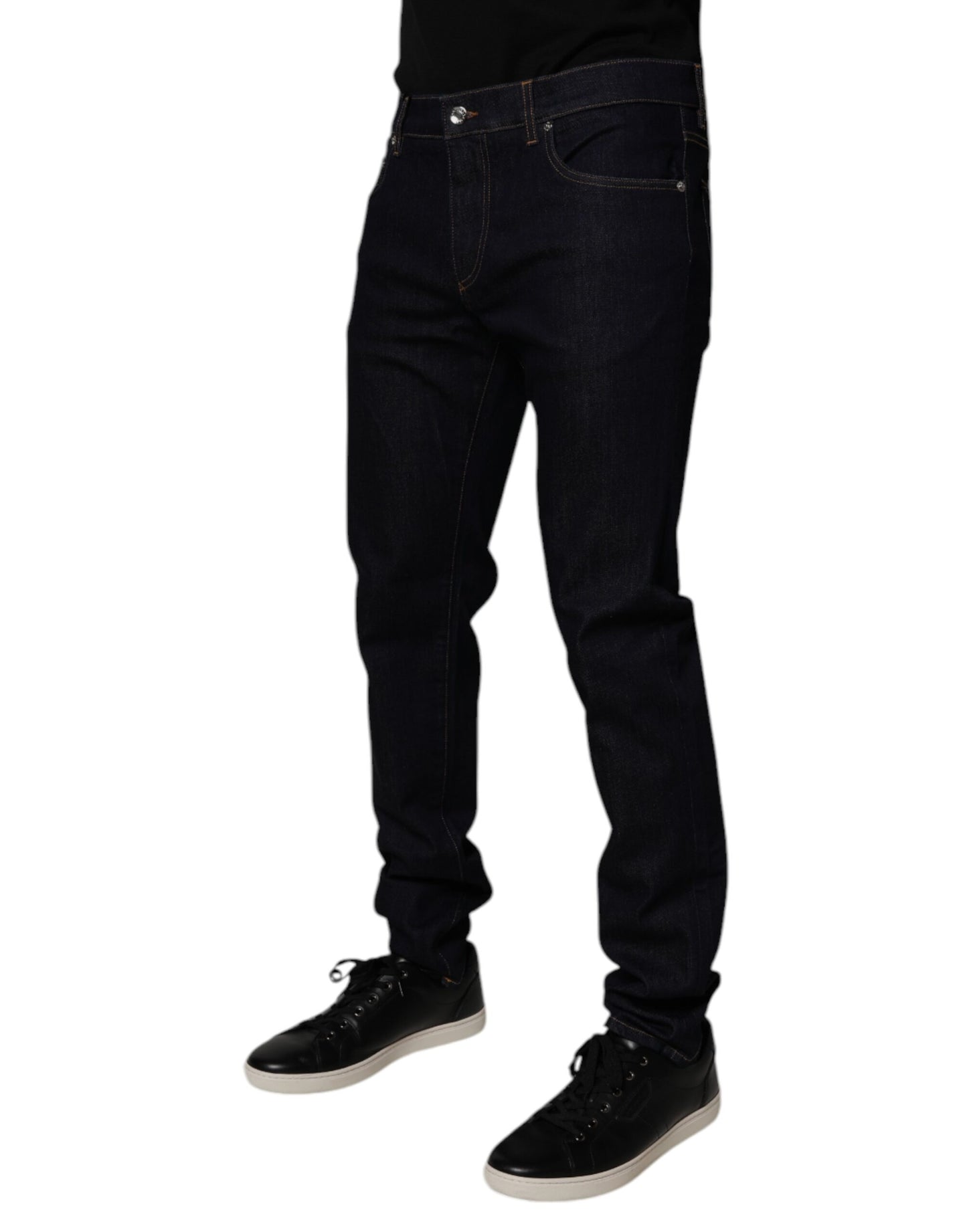 Dolce & Gabbana Svarta Bomullsstretchiga Herr Skinny Denim Jeans