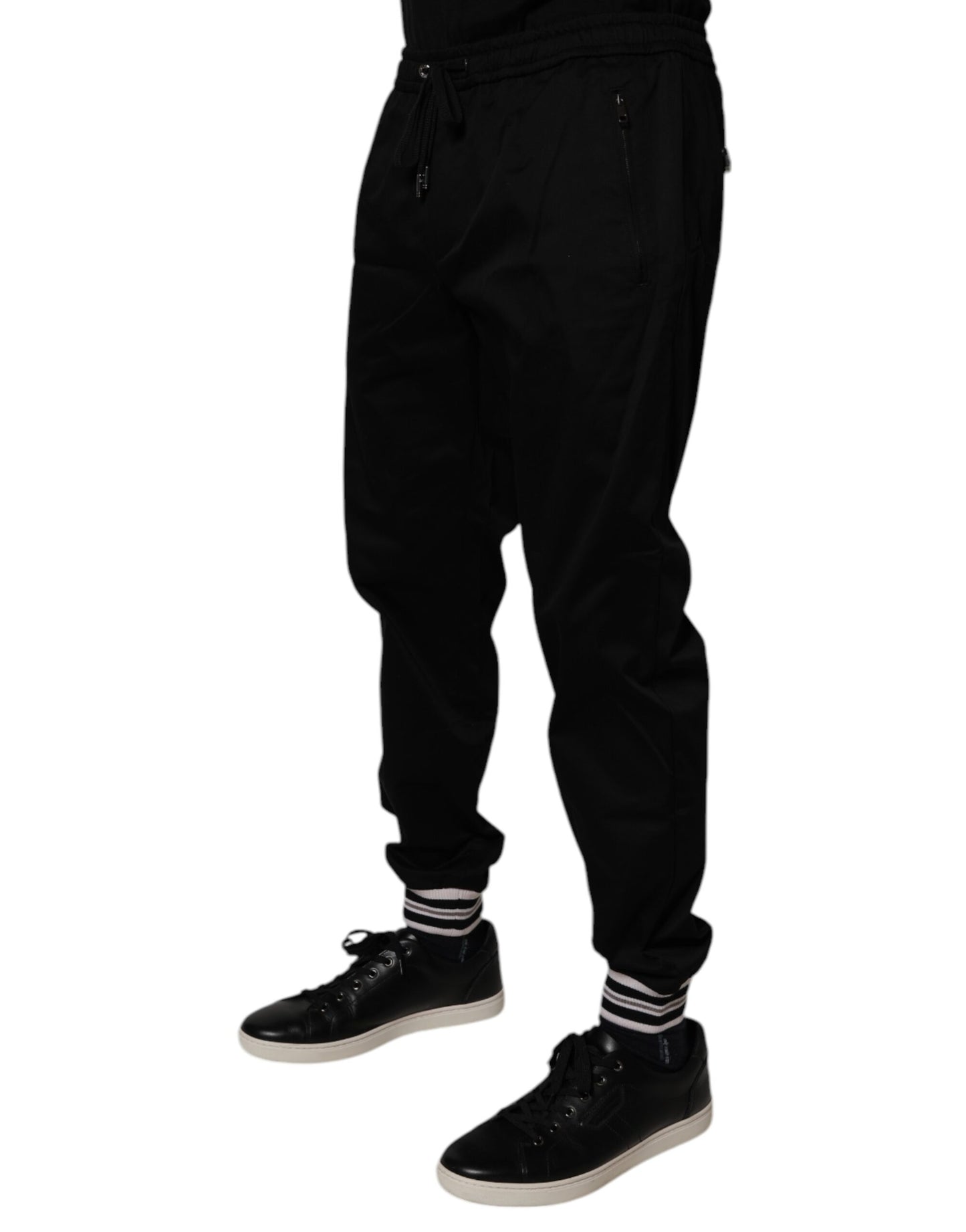 Dolce & Gabbana Svarta Joggerbyxor i Bomull med Stretch