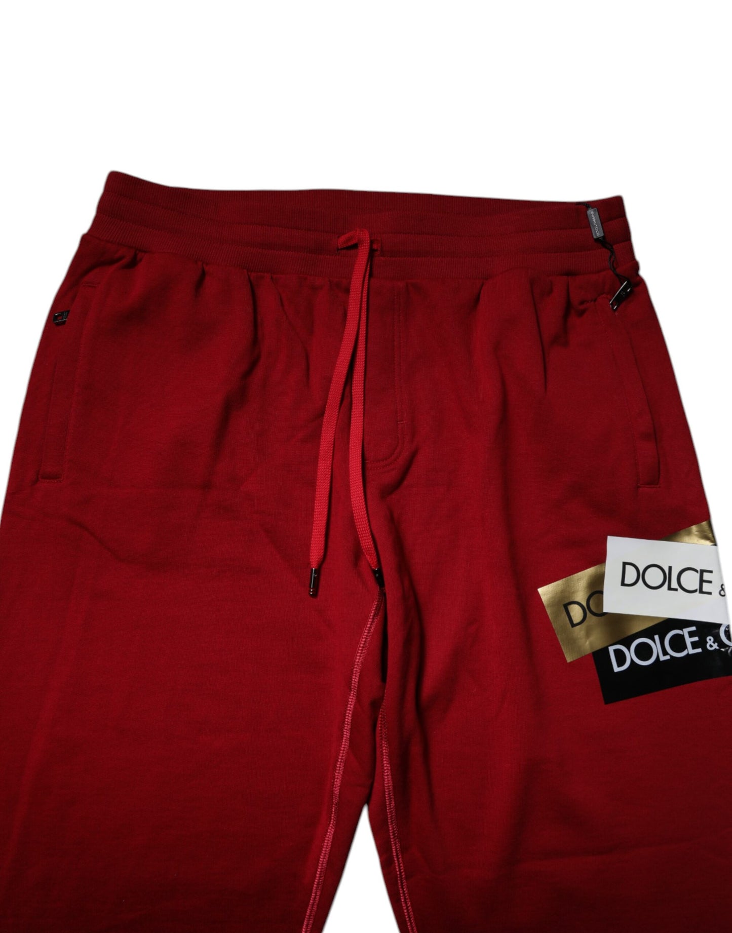 Dolce & Gabbana Röda Joggerbyxor i Bomull med Logotyptejp