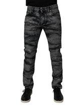 Dolce & Gabbana Gray Tie Dye Cotton Skinny Men Denim Jeans