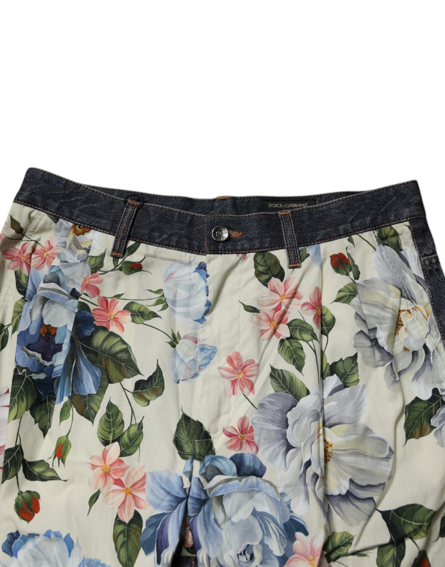 Dolce & Gabbana Beige Blå Blomster Bomull Herre Denim Jeans