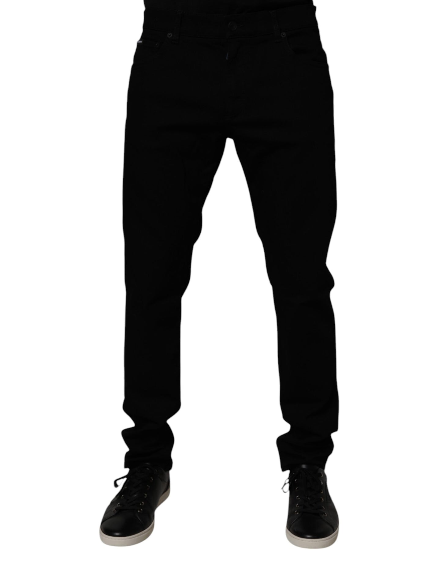 Dolce & Gabbana Svarta Bomullsstretchiga Slim Fit Herrjeans