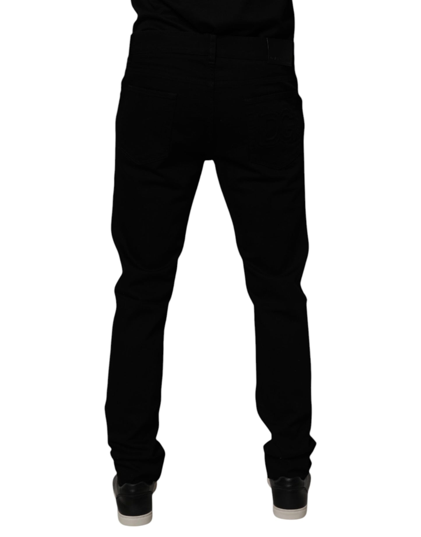 Dolce & Gabbana Svarta Bomullsstretchiga Slim Fit Herrjeans
