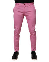Dolce & Gabbana Pink Cotton Slim Fit Men Dress Formal Pants