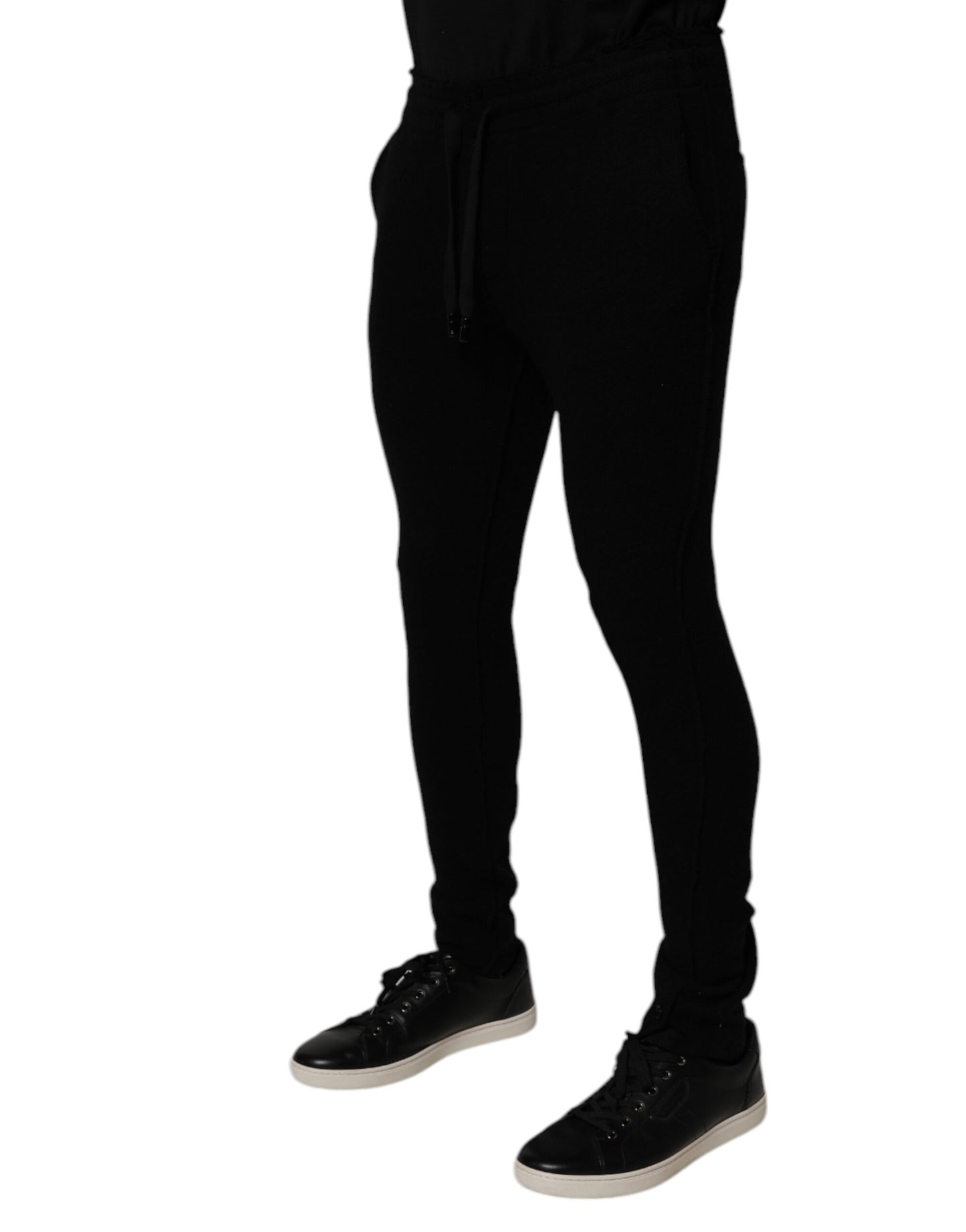 Dolce & Gabbana Svarta Cashmere Jogger Herr Träningsbyxor Byxor
