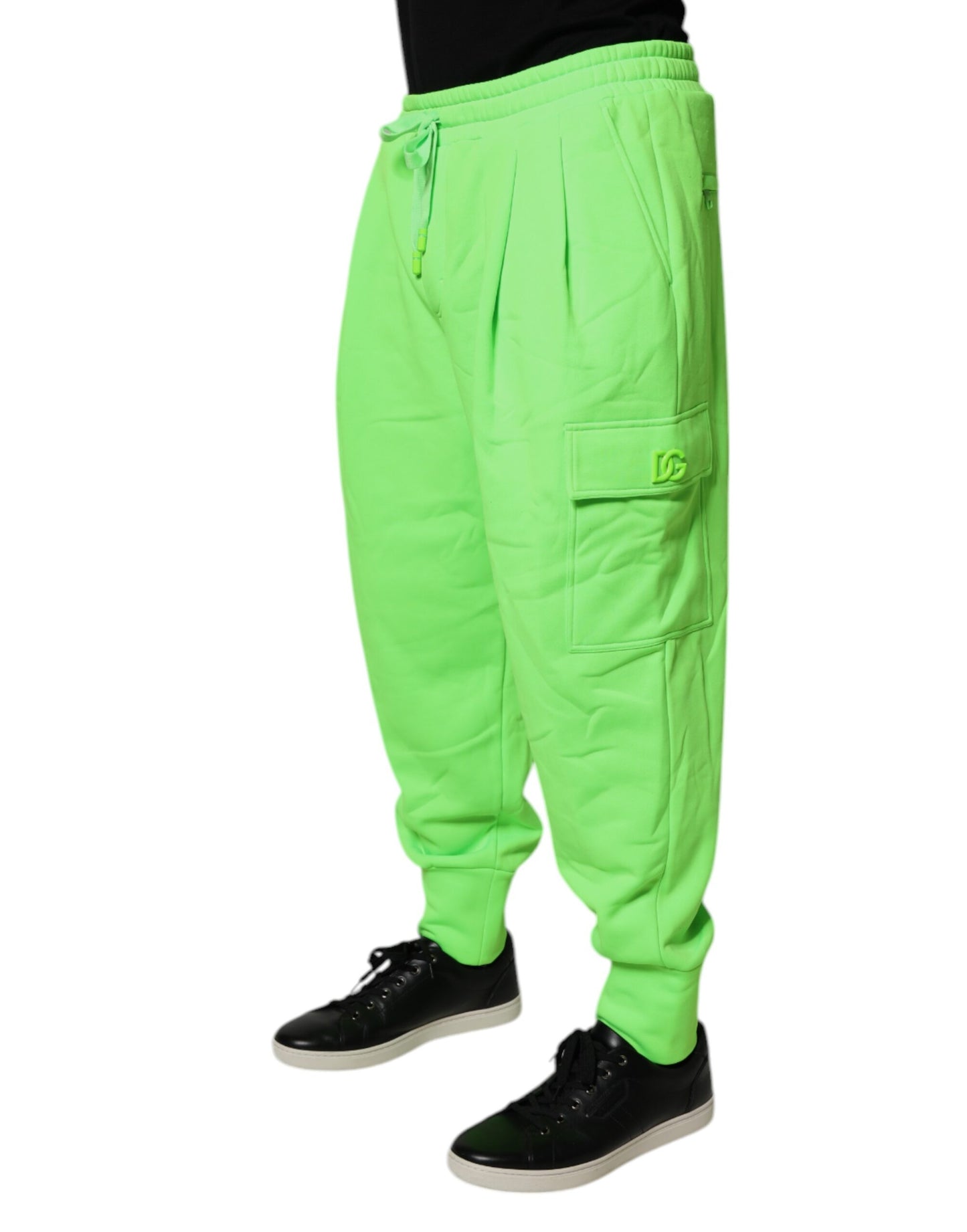 Dolce & Gabbana Neon Green Cargo Jogger Herr Träningsbyxor Byxor