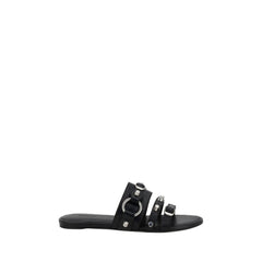 Balenciaga Black Calf Leather Bos Taurus Flat Sandals