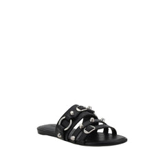 Balenciaga Black Calf Leather Bos Taurus Flat Sandals