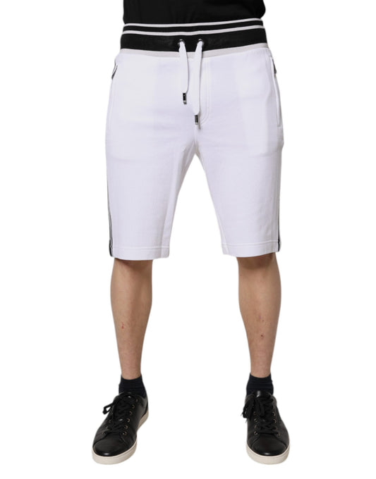 Dolce & Gabbana White King Cotton Bermuda Sweatshorts Shorts