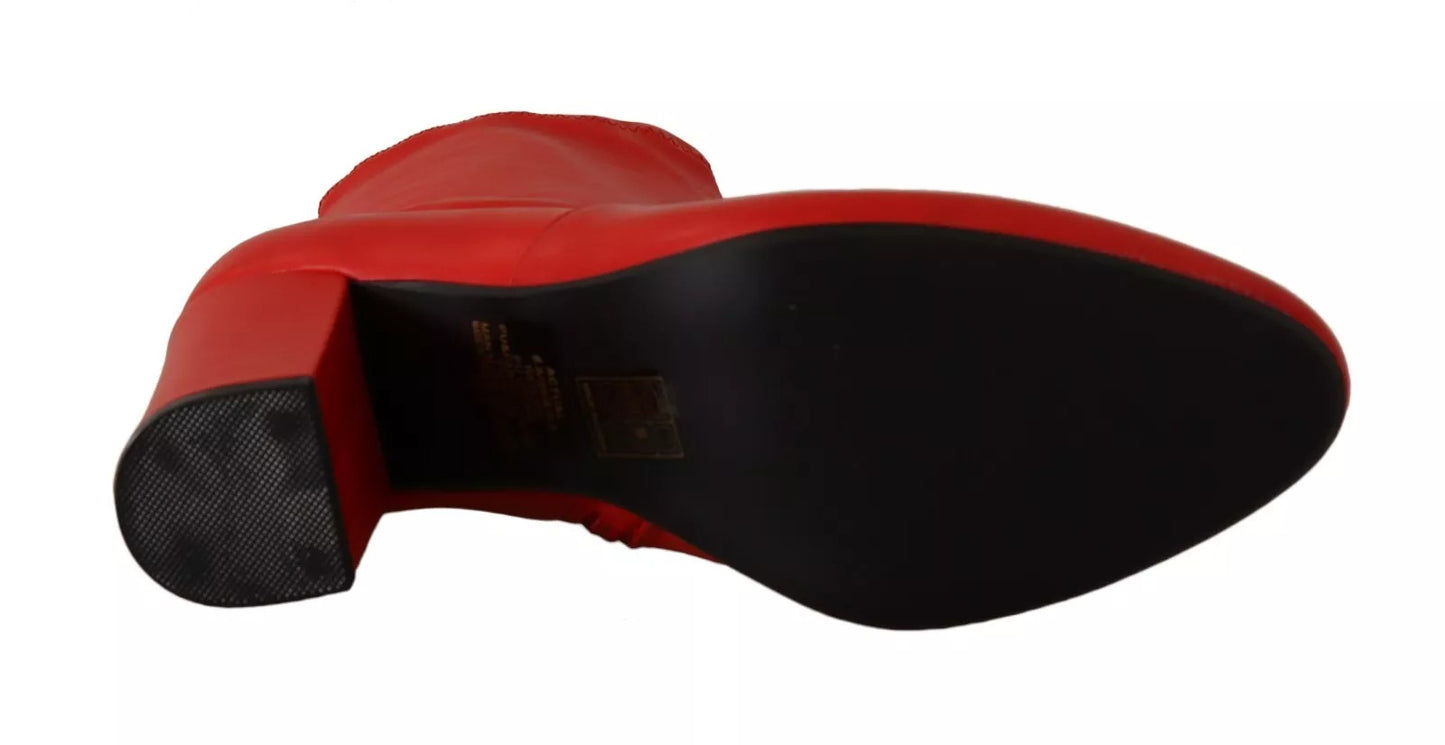 Steve Madden Röda Läder Blockklackade Ankelstövlar Skor