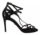 Dolce & Gabbana Black Leather Stiletto Heels Sandals Shoes
