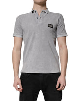Dolce & Gabbana Gray Logo Plaque Cotton Men Polo Shirt T-shirt