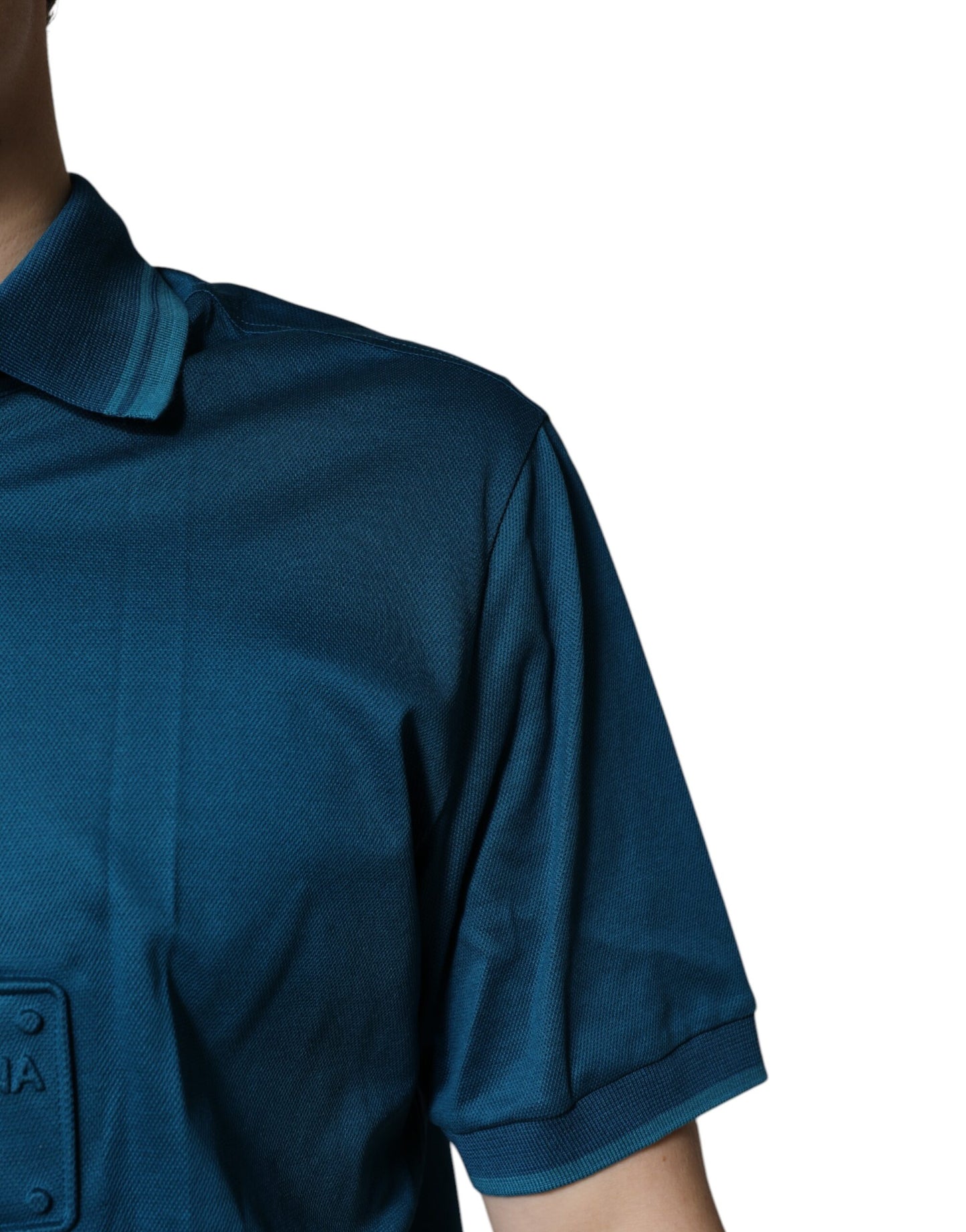 Dolce & Gabbana Blå Logo Bomull Herre Poloskjorte T-skjorte