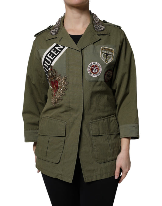 Dolce & Gabbana Militärgrön Queen Embellished Jacket