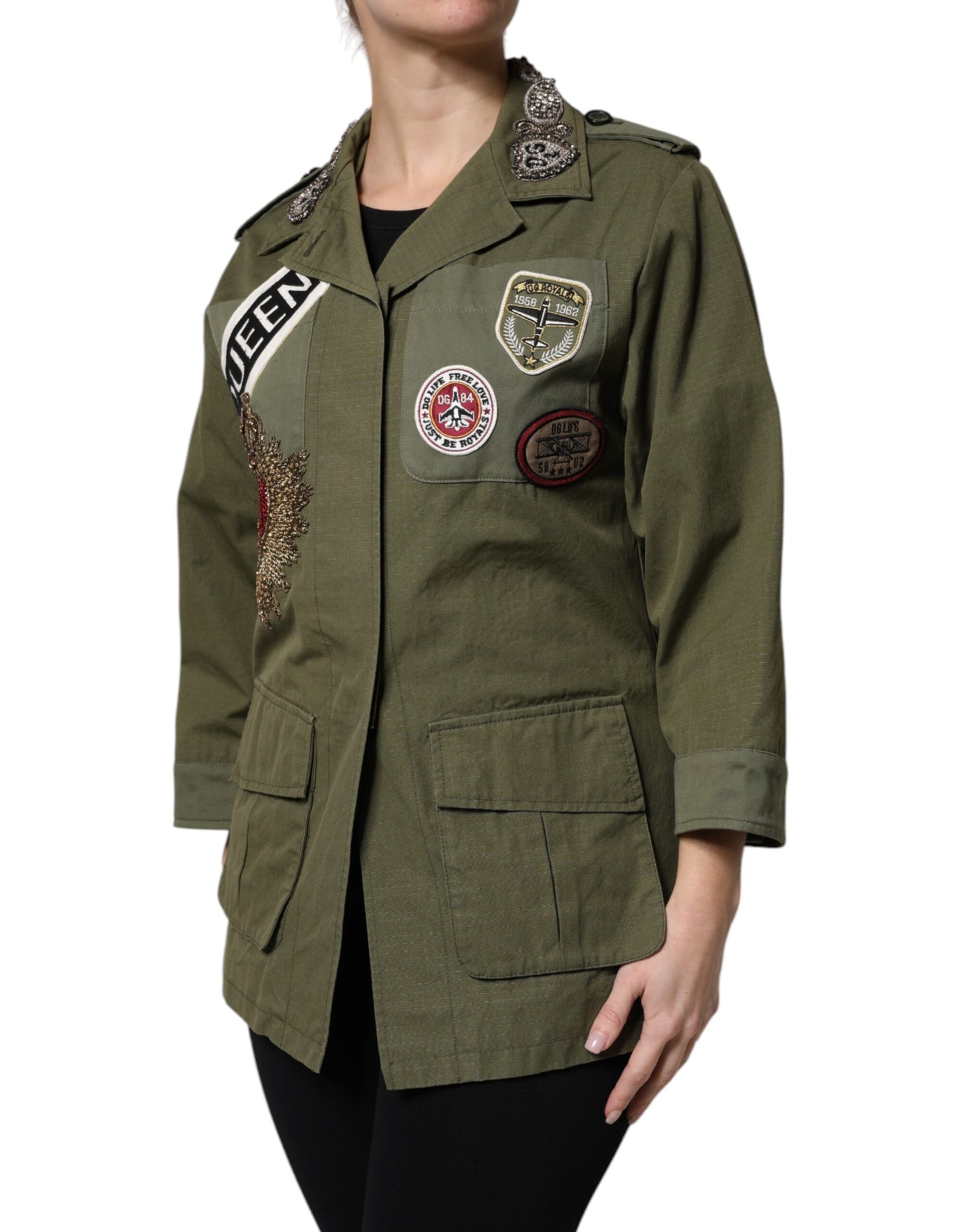 Dolce & Gabbana Militärgrön Queen Embellished Jacket