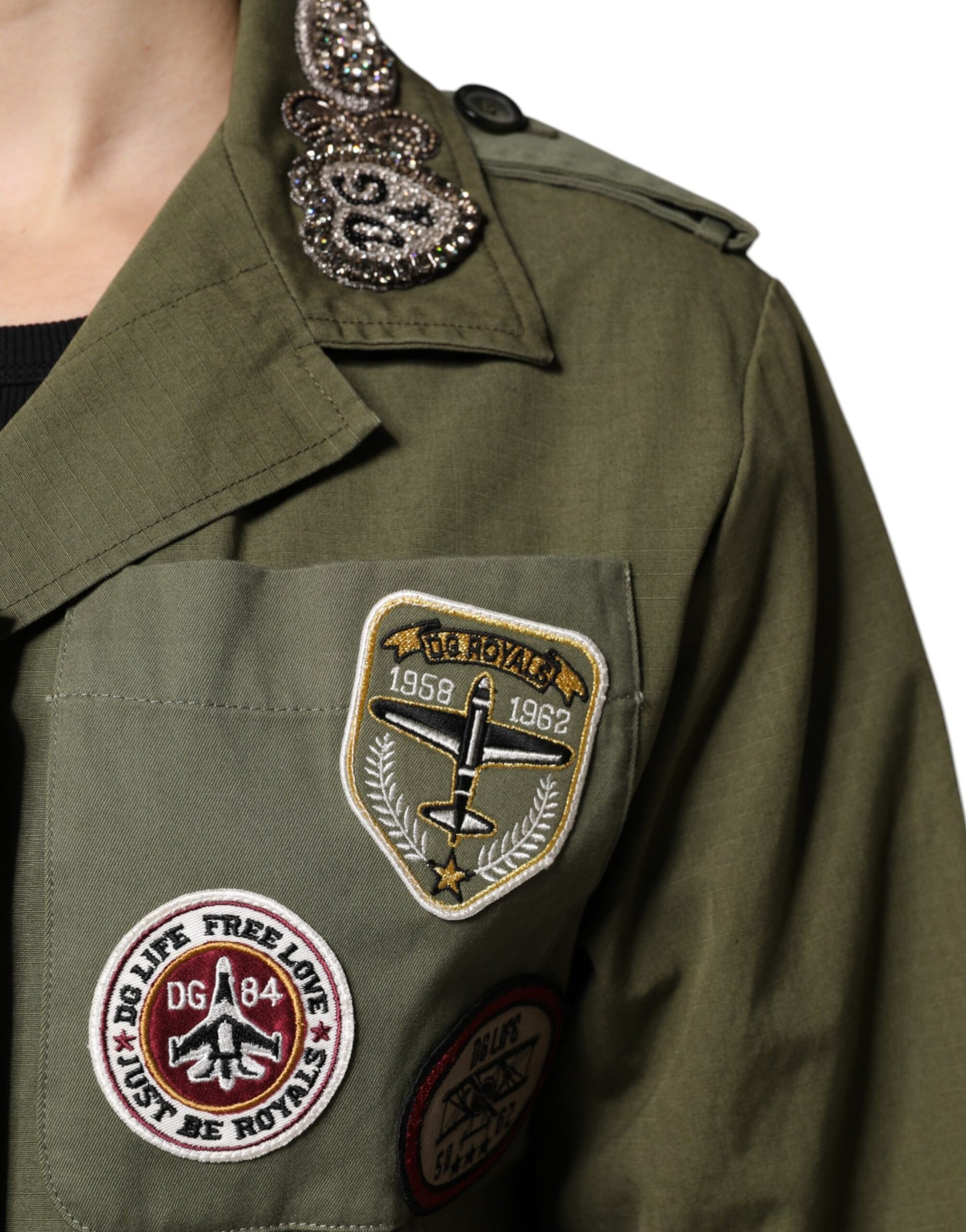 Dolce & Gabbana Militärgrön Queen Embellished Jacket