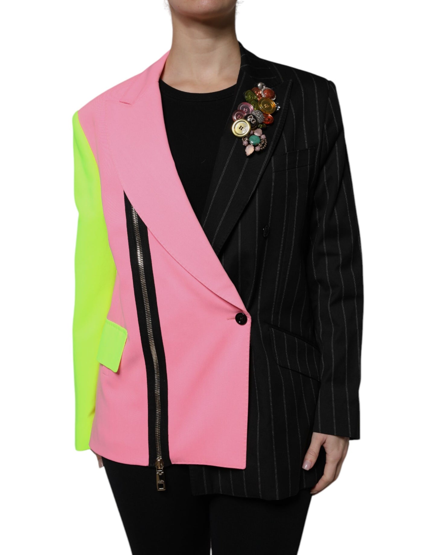 Dolce & Gabbana Flerfarget Patchwork Utsmykket Kåpejakke