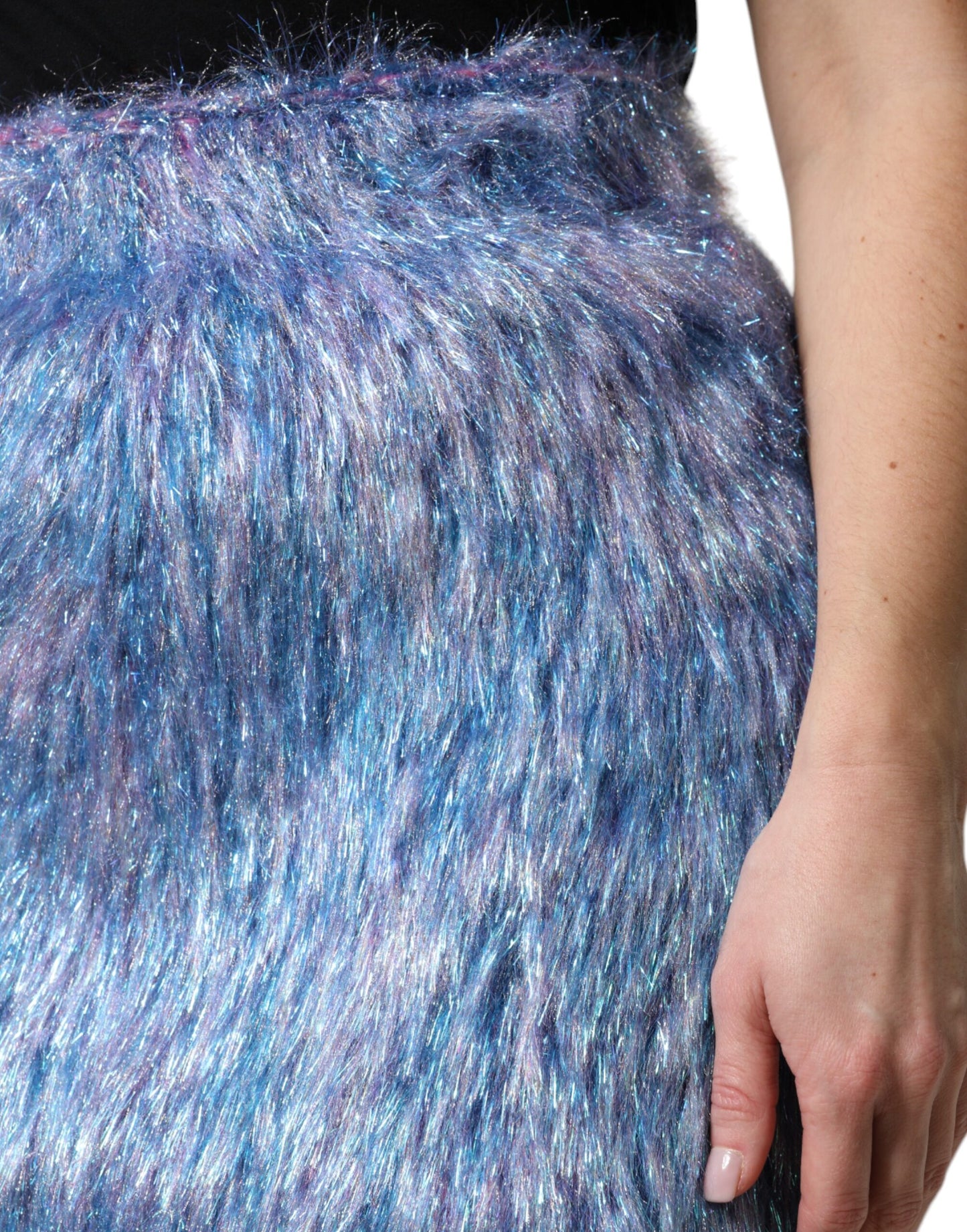 Dolce & Gabbana flerfarget plysjstoff miniskjørt med høy midje